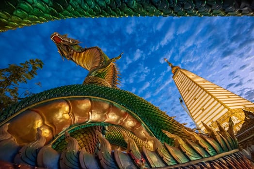 the Sri Maha Pho Chedi of Wat Phra That Nong Bua Temple in the city centre of Udon Ratchathani and Province Ubon Ratchathani in Thailand.  Thailand, Ubon Ratchathani, November, 24, 2023