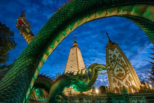 the Sri Maha Pho Chedi of Wat Phra That Nong Bua Temple in the city centre of Udon Ratchathani and Province Ubon Ratchathani in Thailand.  Thailand, Ubon Ratchathani, November, 24, 2023