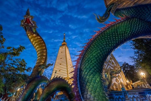 the Sri Maha Pho Chedi of Wat Phra That Nong Bua Temple in the city centre of Udon Ratchathani and Province Ubon Ratchathani in Thailand.  Thailand, Ubon Ratchathani, November, 24, 2023