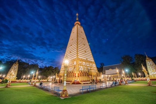 the Sri Maha Pho Chedi of Wat Phra That Nong Bua Temple in the city centre of Udon Ratchathani and Province Ubon Ratchathani in Thailand.  Thailand, Ubon Ratchathani, November, 24, 2023
