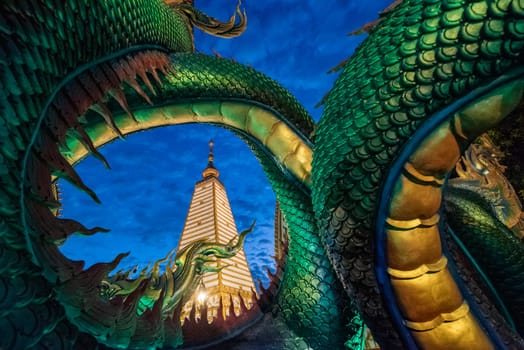 the Sri Maha Pho Chedi of Wat Phra That Nong Bua Temple in the city centre of Udon Ratchathani and Province Ubon Ratchathani in Thailand.  Thailand, Ubon Ratchathani, November, 24, 2023