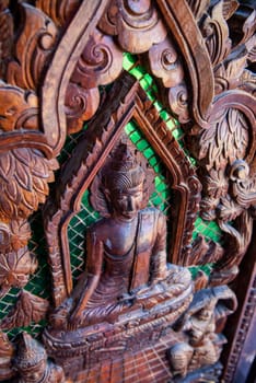 a Buddha at Wat Praborommat Adjadee Sri Kasorn in the city centre of Udon Ratchathani and Province Ubon Ratchathani in Thailand.  Thailand, Ubon Ratchathani, November, 24, 2023