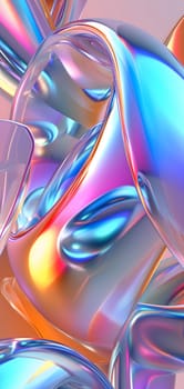 Colorful bright dreamy holo glass bubbles and waves background and wallpaper. Neural network generated in January 2024. Not based on any actual scene or pattern.