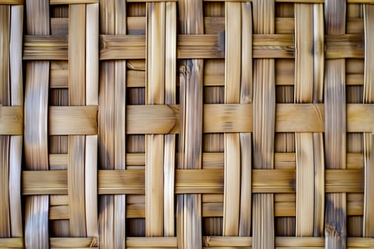 Flat full-frame seamless texture of wicker bamboo wall. Neural network generated image. Not based on any actual scene or pattern.