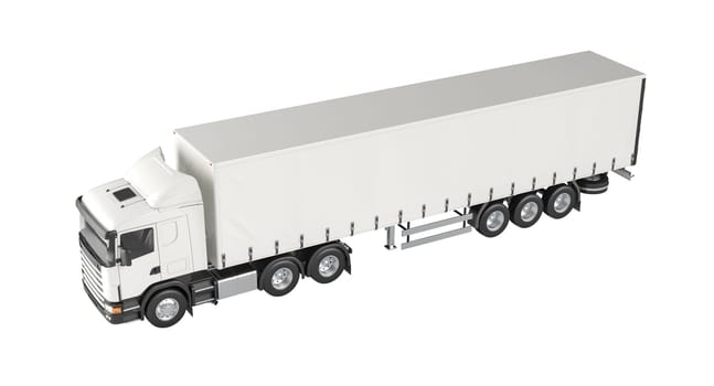 modern white semi truck isolated on a white background. 3d render