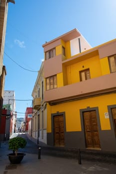A street with houses in the old town of Galdar on the Canary Island of Gran Canaria in Spain