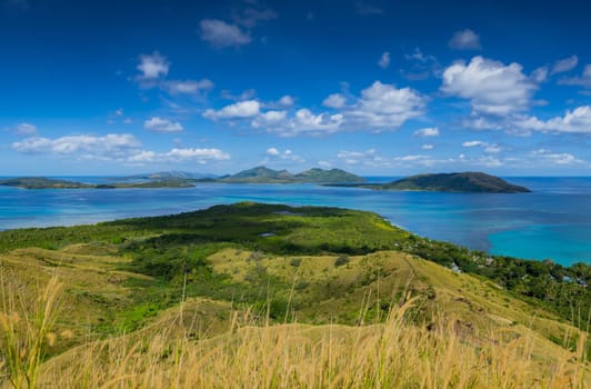 Top view of Nacula island, Yasawa island group, Fiji, South Pacific islands