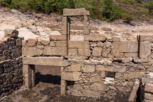 Old ruins of Vilarinho das Furnas, was a village, located in Campo de Geres, Terras de Bouro, on margins of River Homem, in 1972, it was intentionally submerged.