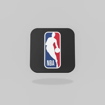 NBA App Icon 3D Shape Isolated on Flat Gray Background with Shadow 3D Illustration