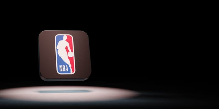 NBA App Icon 3D Symbol Shape Spotlighted on Black Background with Copy Space 3D Illustration