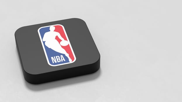 NBA App Icon 3D Symbol Shape on Plastered Gray Background with Copy Space 3D Illustration