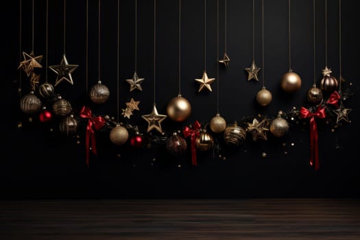 Number of christmas ornaments hanging from strings