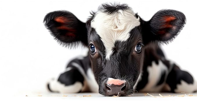 Cow on white isolated background, calf AI generated image