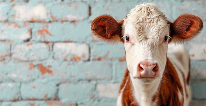 Cow on white isolated background, calf AI generated image