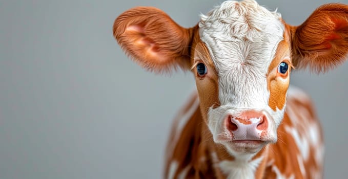 Cow on white isolated background, calf AI generated image