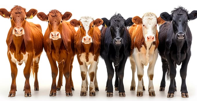 Cows on a white isolated background AI generated image