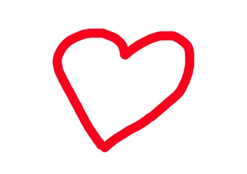 Red heart on white background, clipping