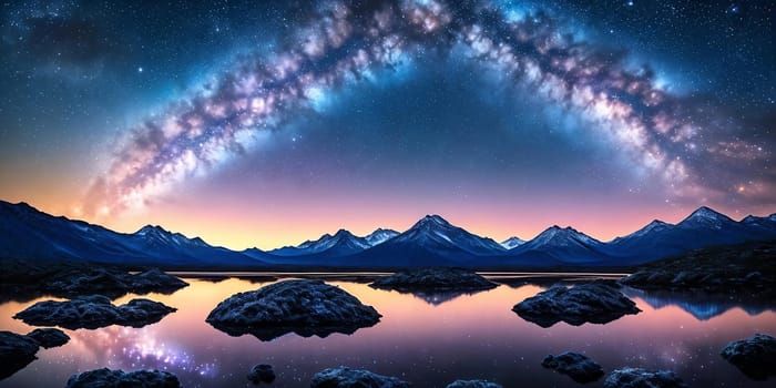 Stellar Serenity. Peaceful planet floating gracefully in the void of space, surrounded by a scattering of shimmering asteroids and the soft glow of a distant supernova.