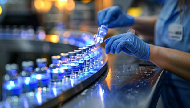Focused Laboratory Technician Working with Test Tubes  Closeup