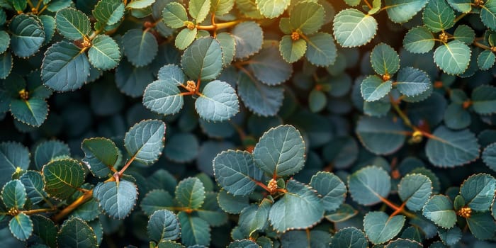 Lush green leaves forming a dense natural backdrop