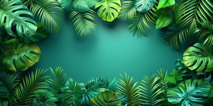 Tropical leaves background with space for text.