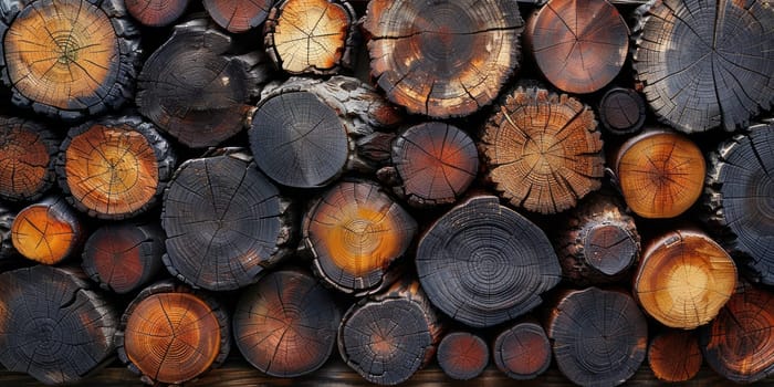 Detailed and vibrant display of wooden logs texture