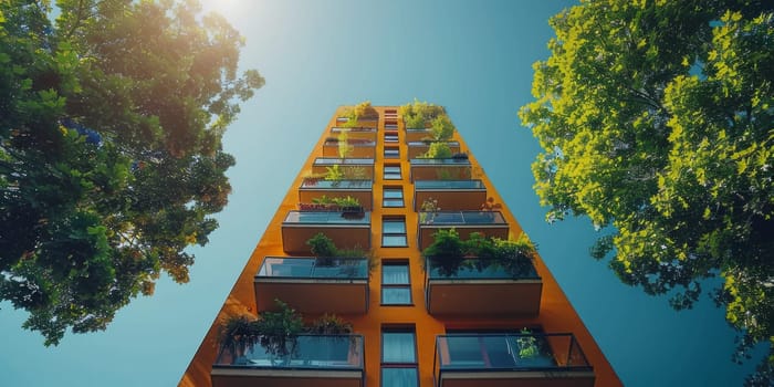 Modern apartment buildings on a sunny day. Facade of a modern apartment building