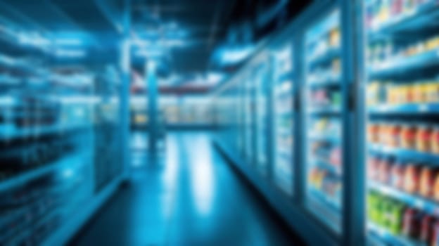 Abstract Blur of Supermarket Aisles. An intentionally blurred image of supermarket aisles, evoking the speed and busyness of shopping.