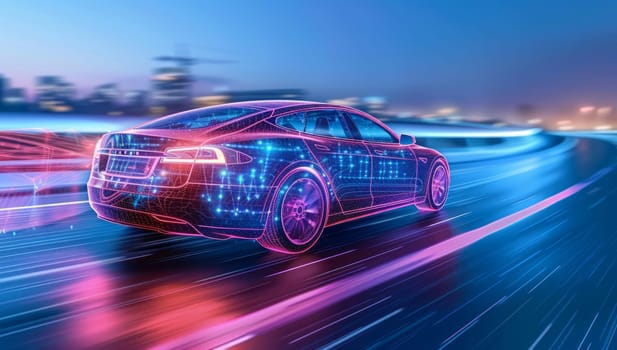 car on the road with motion blur background