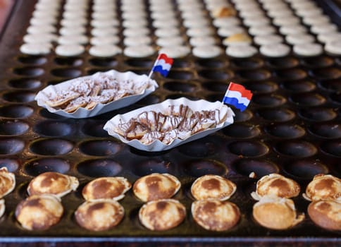 Freshly baked cookies at a street stall in Gouda. Nehterlands