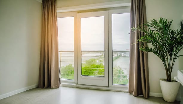 closed pvc window in room at apartment