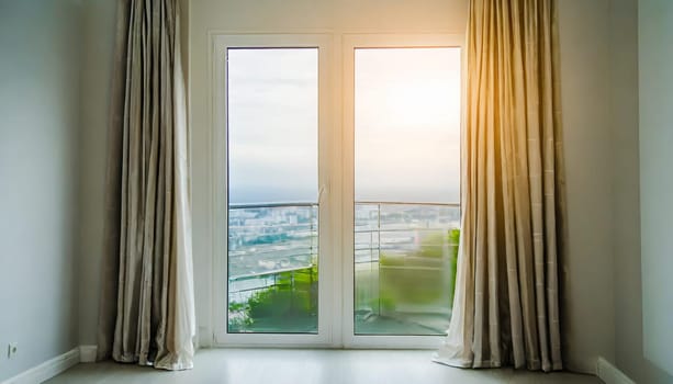 closed pvc window in room at apartment