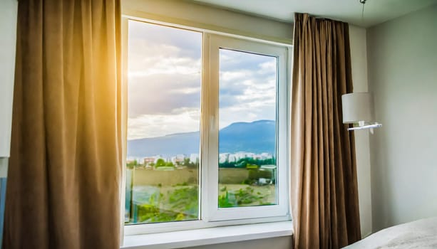 closed pvc window in room at apartment