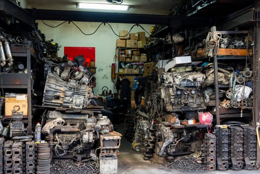 Taipei, Taiwan 19 January 2024: Tool and car parts in the garage