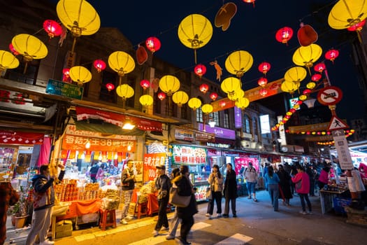 Taipei, Taiwan 26 January 2024: Lunar new year traditional market in Dihua street at Taipei City