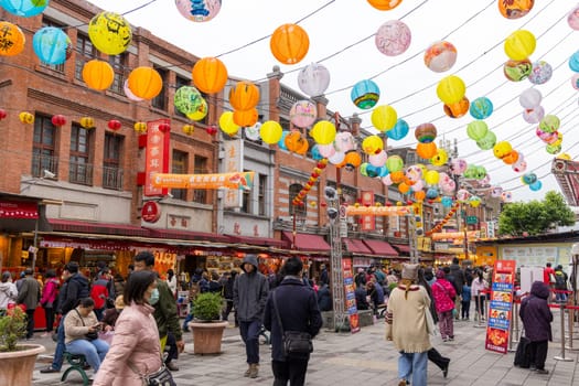 Taipei, Taiwan 26 January 2024: Dihua street in Taipei city in Lunar new year period