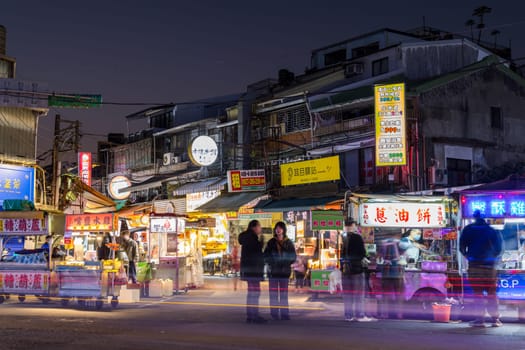 Taipei, Taiwan 11 January 2024: Taipei city street market in Shilin district at night