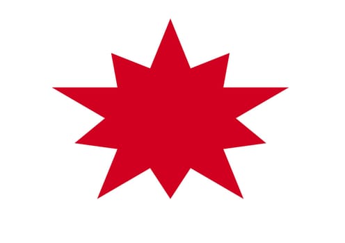 Red star, white background, clipping