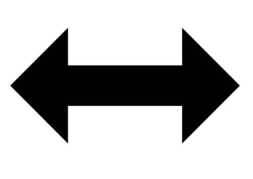Black double arrow, white background, clipping