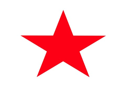 Red five-pointed star, white background, clipping