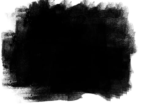 A grunge-style black spot with uneven edges on a white background