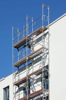 Scaffolding, Construction site, Modern white residential building, Bremen, Germany