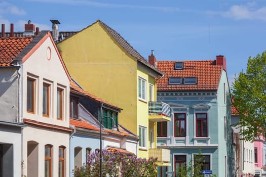Old, colorful residential buildings in spring, Bremen, Germany