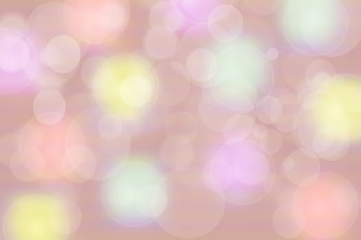 Abstract blurred vivid spring summer light delicate pastel yellow pink blue bokeh background texture with bright soft color circles and bokeh lights. Card concept. Beautiful backdrop illustration.