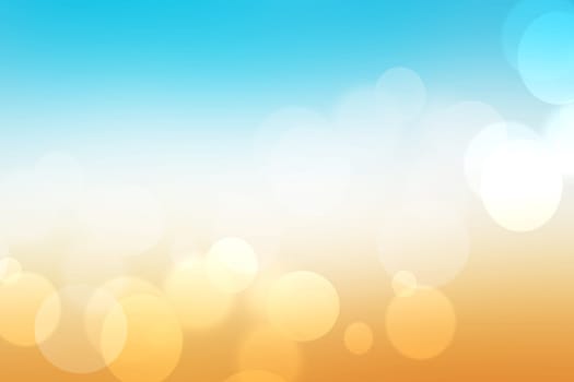 Abstract bright gradient motion spring or summer landscape texture background with natural gold yellow bokeh lights and blue bright sunny sky. Beautiful backdrop with space for design.