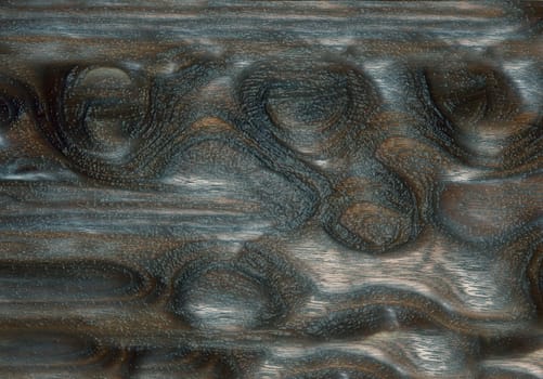A wooden texture or background with a glossy lacquered surface with a natural pattern and recesses of gray-brown color