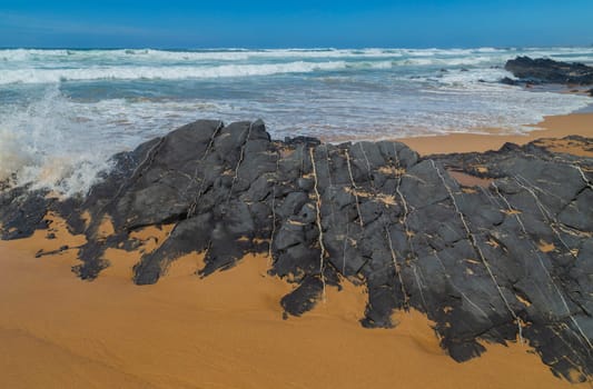 Beautiful empty beach in Algarve west coast, Portugal