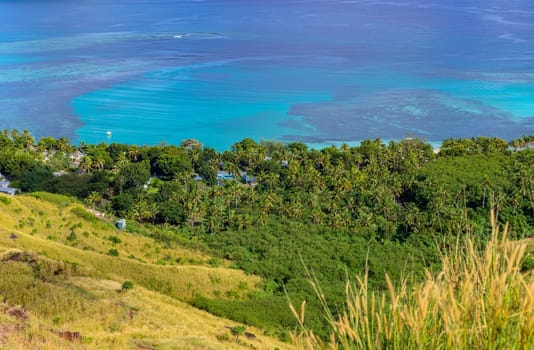 Top view of Nacula island, Yasawa island group, Fiji, South Pacific islands
