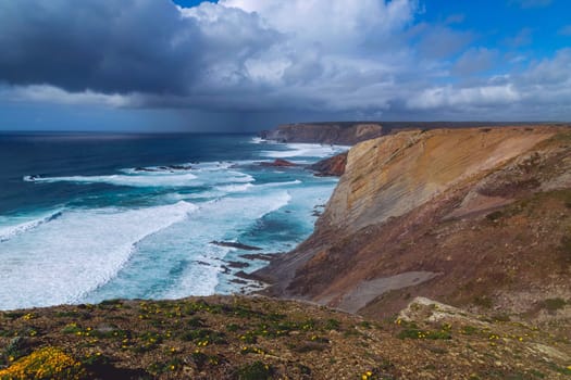 Cliffs in the Algarve West Coast, near Sagres, Portugal