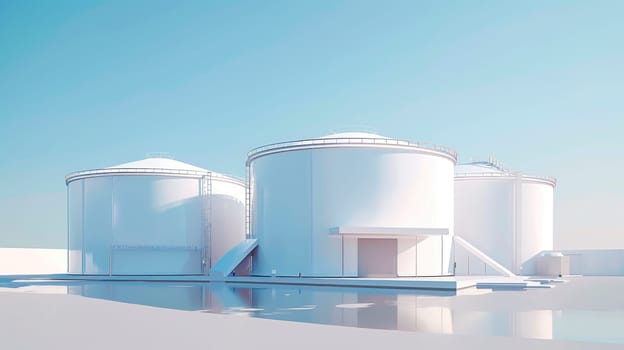 Large white Industrial tanks for petrol and oil. AI generated